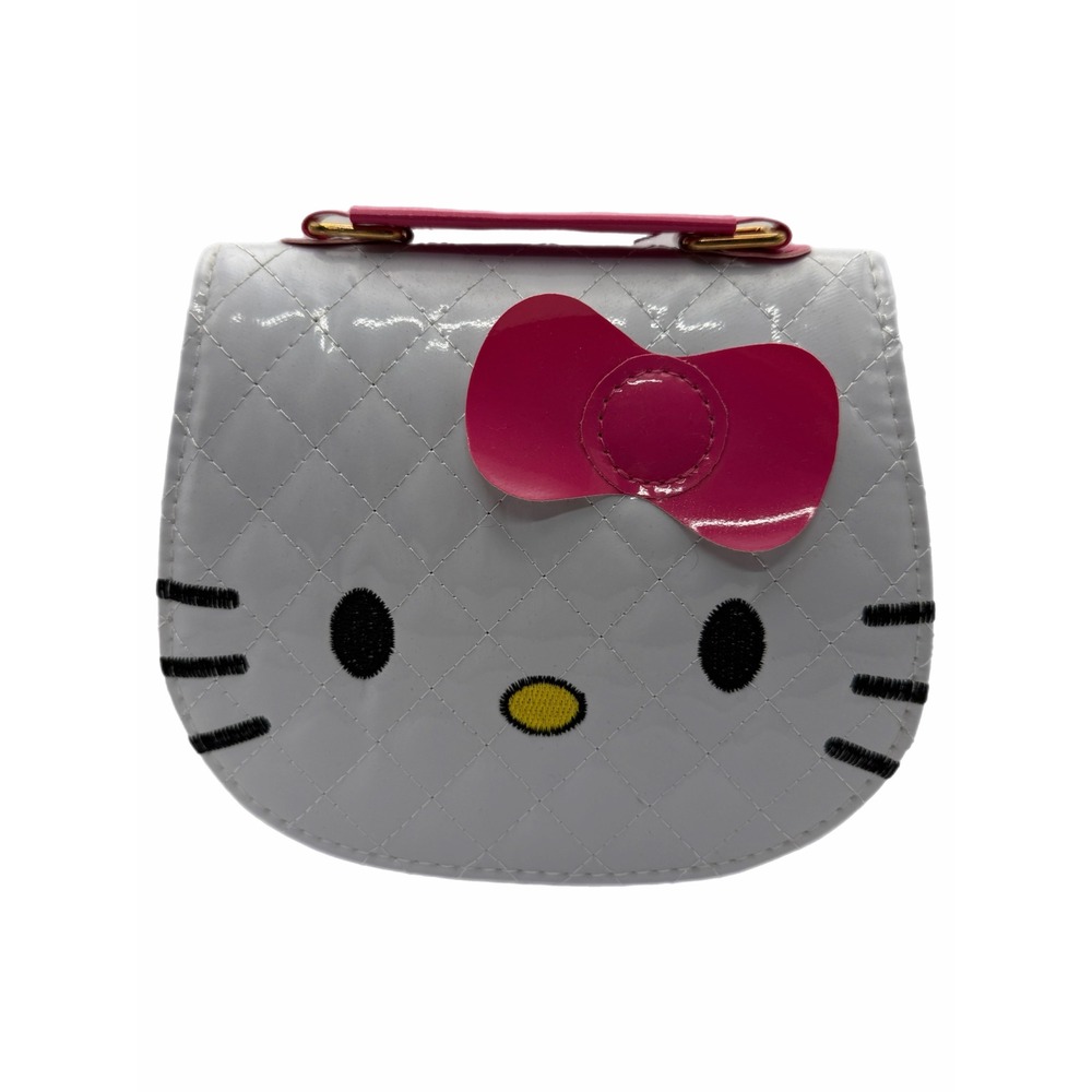 Hello Kitty Quilted Patent Leather Crossbody Bag White Pink Top Handle Mini